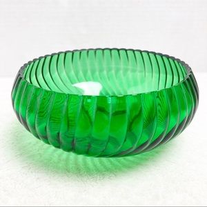 COPY - Vintage green ribbed glass bowl emerald gr…